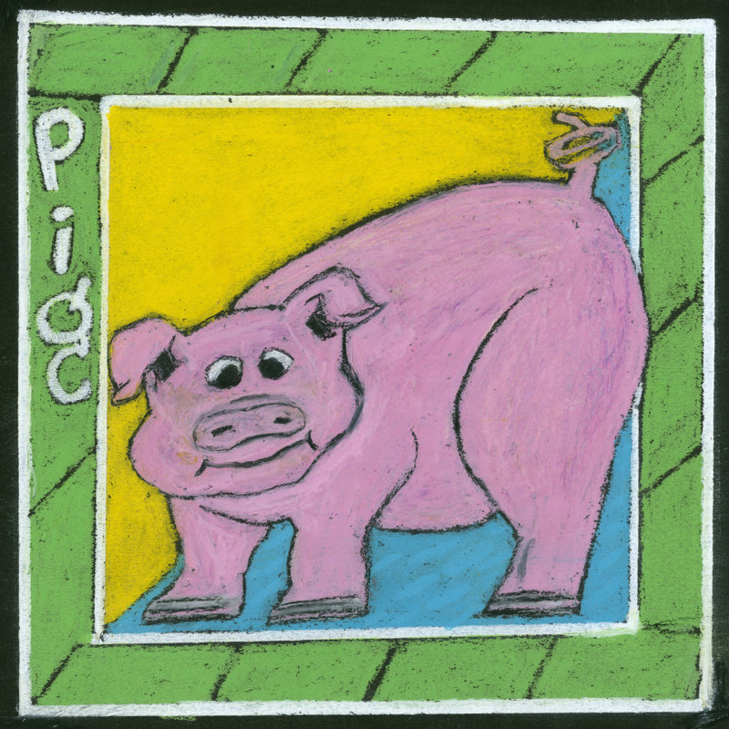 Whimsical Pig by Lisa Choate - Wrapped Canvas Painting, 51cm H x 51cm W