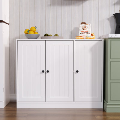 Buffet avec 3 portes, buffet de rangement pour la cuisine avec tablette réglable, buffet rustique, armoires de bar pour le salon, le vestibule, blanc