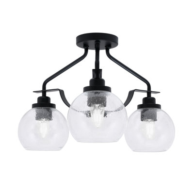 Odyssey 3 Light Semi-Flush Shown In Matte Black Finish With 5.75" Clear Bubble Glass