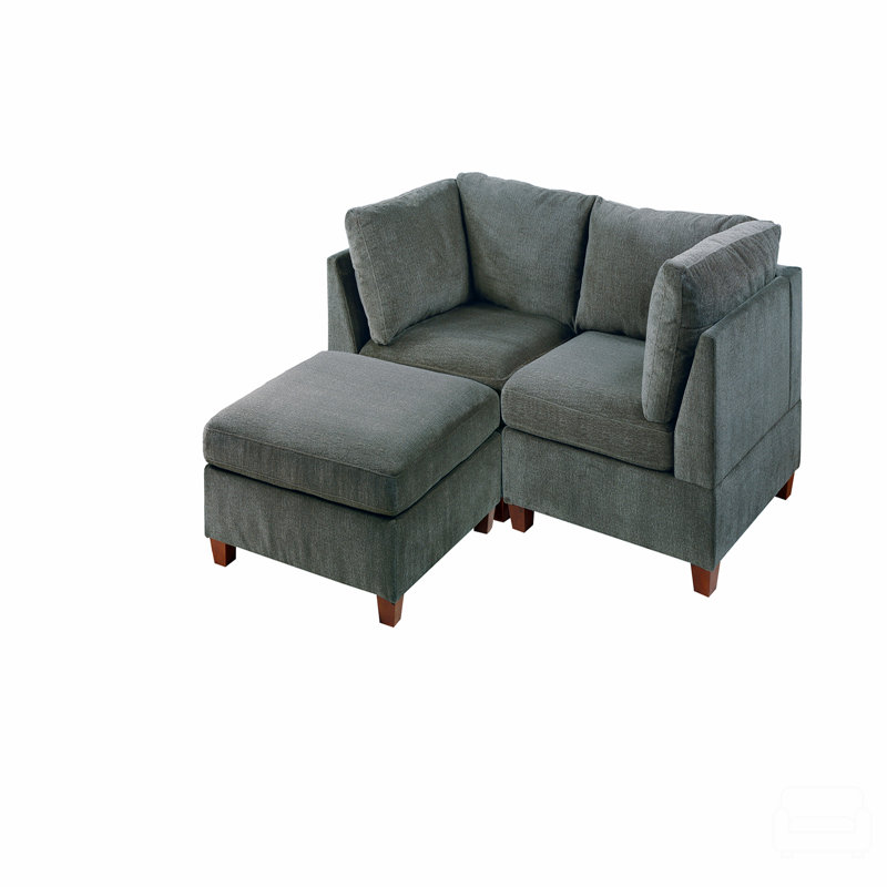Modular Set - 3Pc, Dark Green Chenille