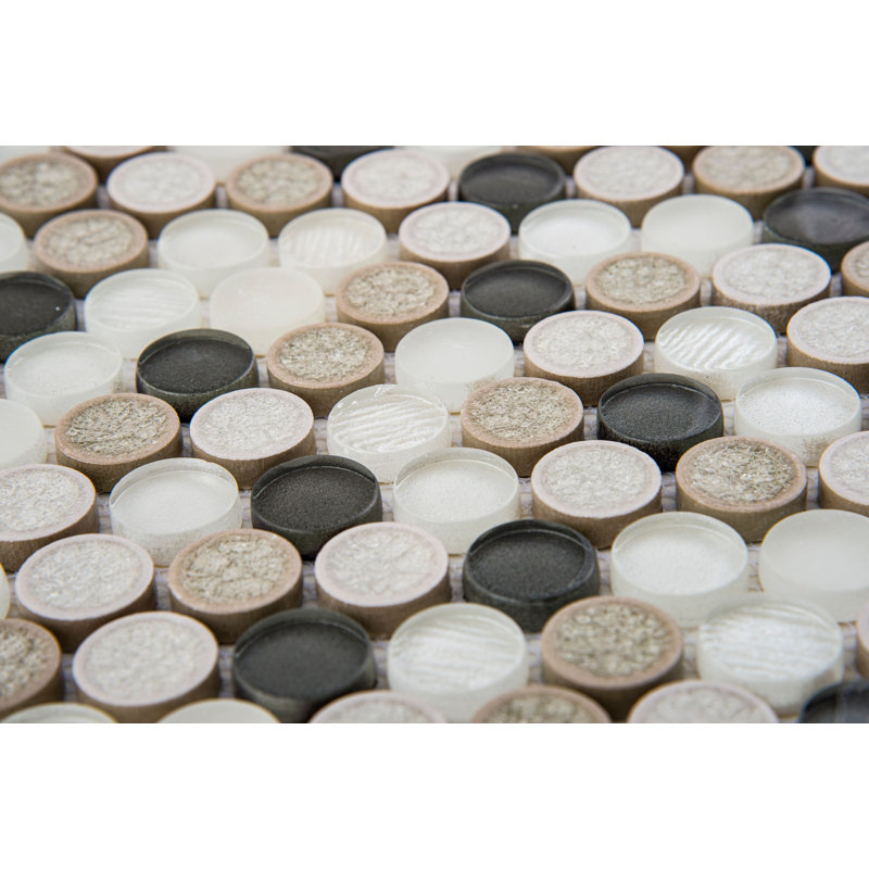 Polka 1-in. Penny Round Glass, Ceramic & Natural Stone Wall & Floor Mosaic Tile, Pixel