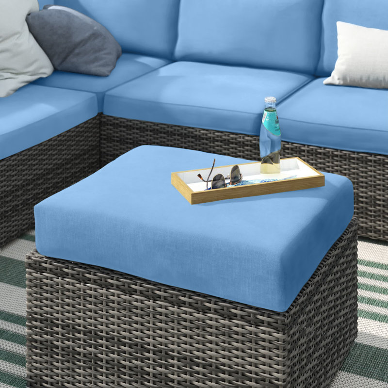 Sunbrella® Outdoor 3.5'' Ottoman Seat Cushion, Canvas Air Blue Sunbrella® Canvas