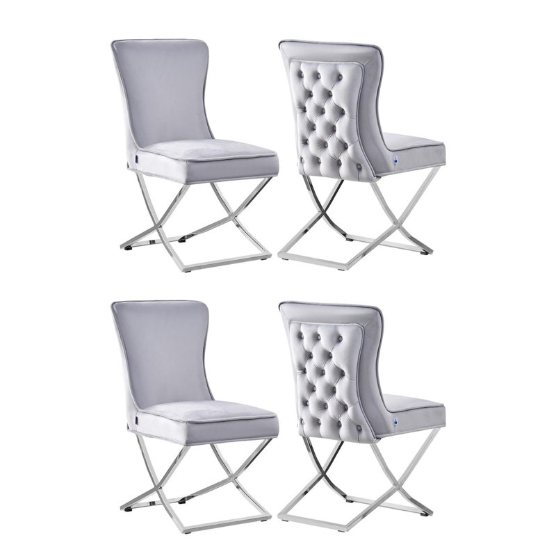 Yvelines Modern Velvet Dining Chairs - Ergonomic Velvet Upholstered Back with Stainless Steel Frame - Side Chair for Kitchen Living Room Dining Room