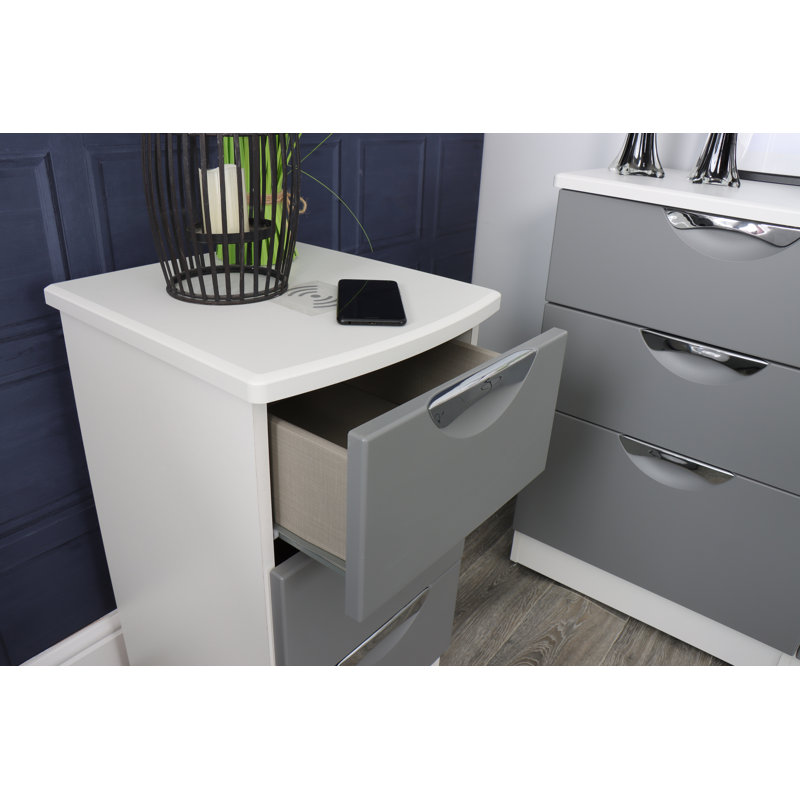 Fully Assembled Lebay 2 DrawerÂ Bedside Table, White, Grey
