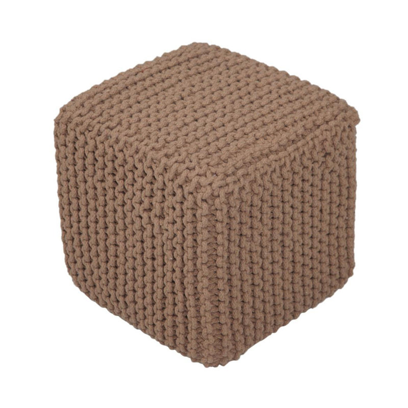 Roseville 40Cm Wide Square Knitted Pouffe Ottoman, Brown