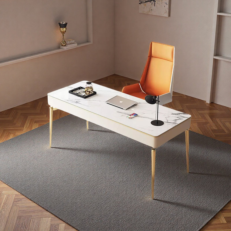 Bureau sécuritaire et réfléchi, Blanc, H 29,92 po x l 55,12 po x P 23,62 po