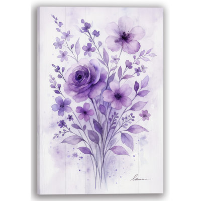 Violet Blossom Elegance Wrapped Canvas Wall Art