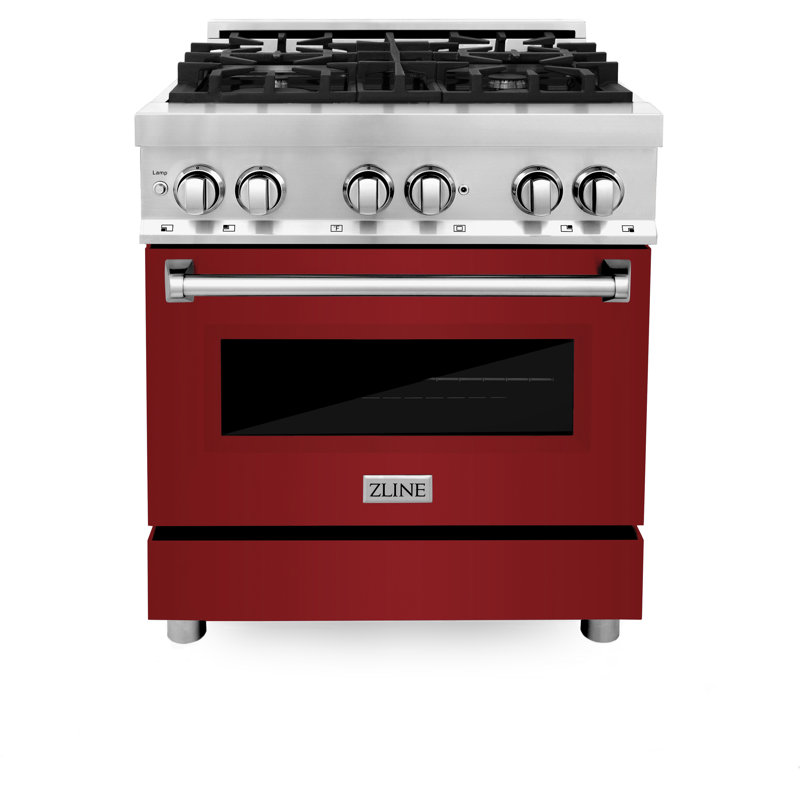ZLINE 30" Legacy Dual Fuel Range, Red Gloss Stainless Steel
