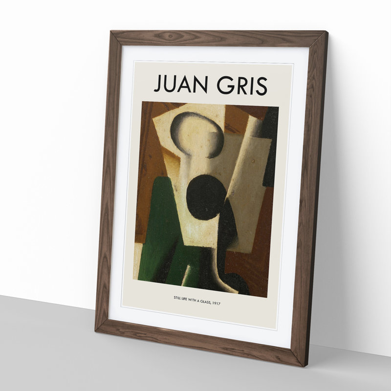Still Life with a Glass by Juan Gris - 1 Piece Single Picture Frame Wall Art, 48cm H x 36cm W x 2cm D, Walnut Framed