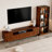 102'' Brown Walnut Finish Entertainment Center Suitable For 55/58/65/70/75 inch TV, Mid Century Modern Wood Media Console Includes 78.7" TV Stand With Storage And 4-Tier Glass Display Hutch China Cabinet With Lights For Living Room Bedroom-357668121