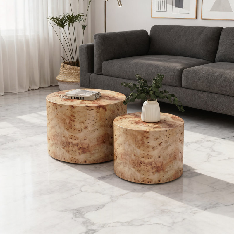 Ensemble de 2 tables basses gigognes, Natural Wood