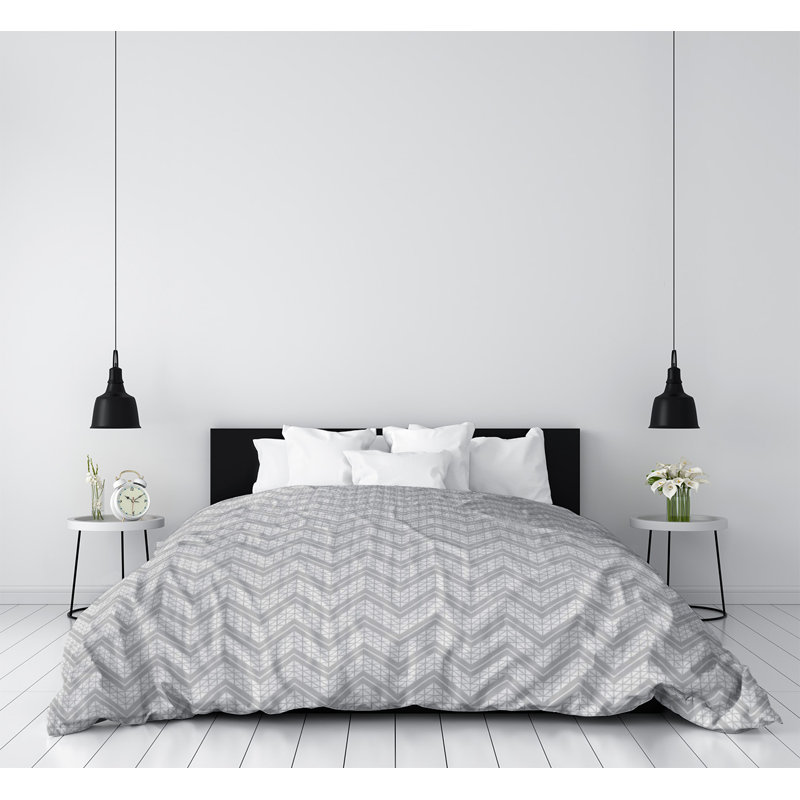 Housse de couette simple Rhonda Cheval, Gris, Housse de couette pour très grand lit, Microfibre
