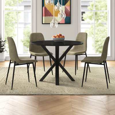 Folmar 4 - Person Dining Table Sets With 39.5'' Round Table & 4 Upholstered Chenille Chairs