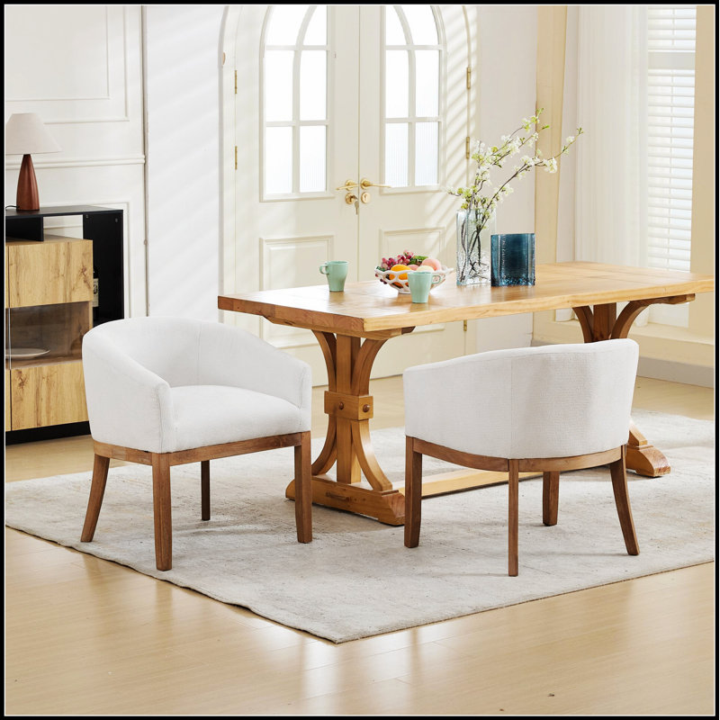 Chaise demi-tonneau rembourrée Mid-Century, Beige