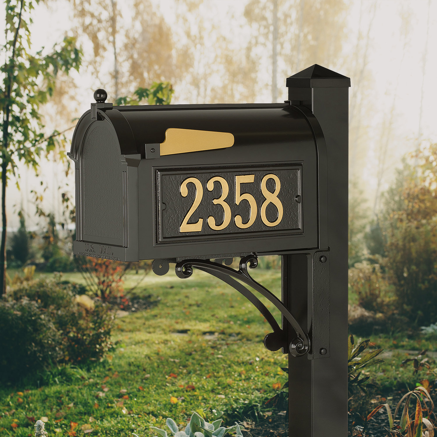 Superior Post-Mounted Mailbox, Black, Yes
