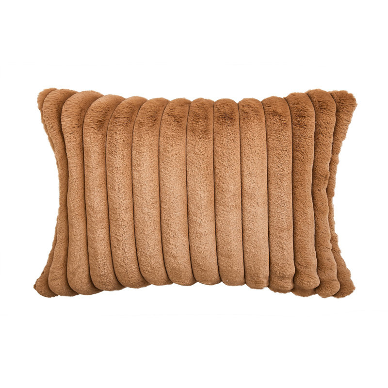 Housse et insert de coussin rectangulaire en fausse fourrure, Brun
