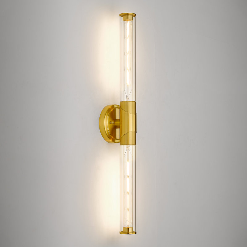 2 - Light Bathroom 27 Inch Vanity Light Bath Bar Fixtures Industrial Sconces Wall, Brushed Gold