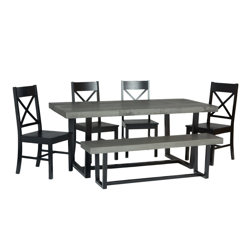 Amarapal 6 - Person Double Pedestal Dining Set, Aged Gray