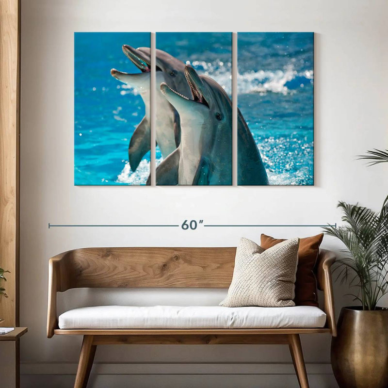 Brampt Excited Dolphins, 32" H x 50" W