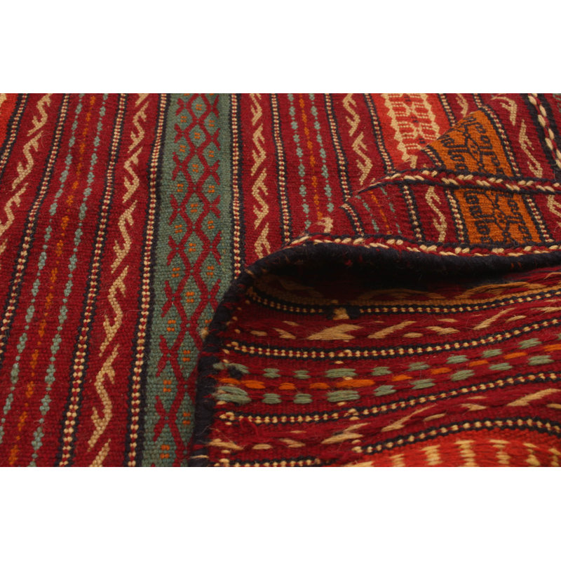 Tapis décoratif en laine de conception unique noué à la main new age kashkoli rouge foncé/jaune 3 pi 3 po x 4 pi 11 po new age kashkoli