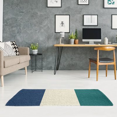 Tapis à rayures bleu marine/crème/nord-ouest vert Seattle