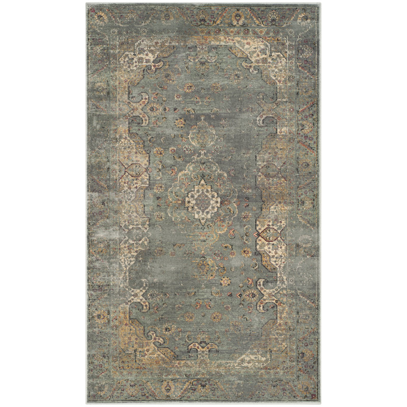Obrien Oriental Grey Area Rug, Rectangle 3'3" x 5'7"