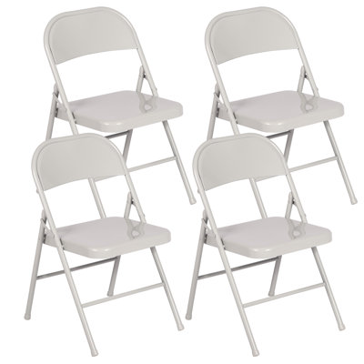 Ensemble de 4 chaises pliantes robustes gris acier - siège en métal portable, chaise d'invité supplémentaire, salle à manger, bureau, patio, solution de sièges pour événements et réunions