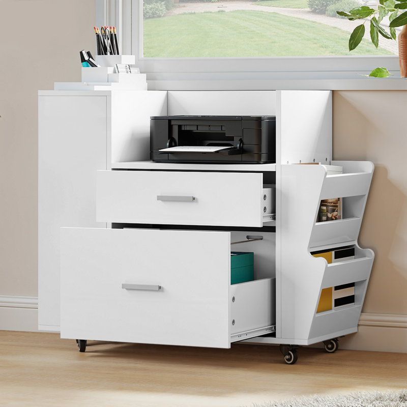 81 cm W 2 -Drawer Mobile Filing Cabinet, White
