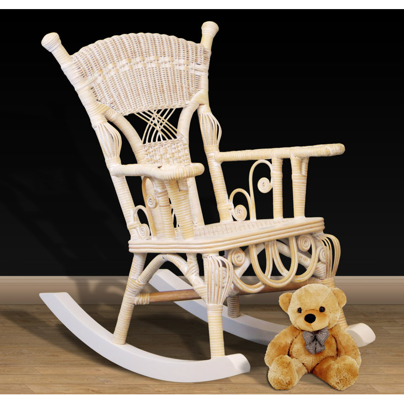 Chaise berçante en osier pour enfant Deas, Blanc délavé