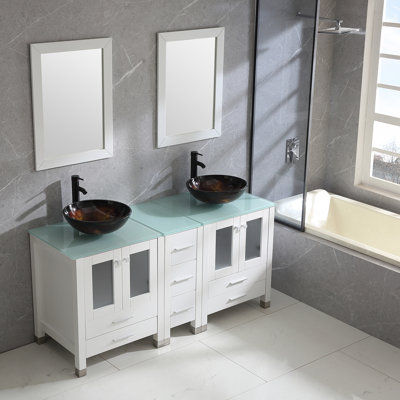 61.5" Double Bathroom Vanity Set with Mirror