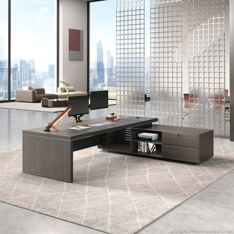 Executive L-Shaped Desk With Secure Storage And Cable Management, 29.53" H x 78.74" W x 64.96" D