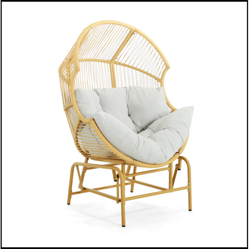 Fauteuil oscillant d'extérieur en osier, Blanc, Marron clair