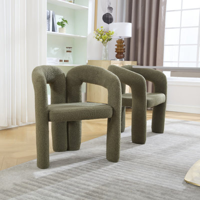 Ensemble de 2 fauteuils d'appoint / de salle à manger / de barils en tissu de velours de conception contemporaine (Teddy)