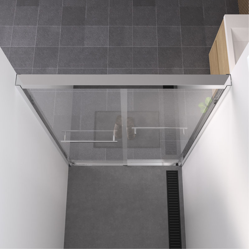 44 - 48 po x 76 po, cabine de douche coulissante en verre, porte de salle de bain double avec verre trempé transparent de 1/4 po (6 mm), tendance et sécuritaire, installation étape par étape