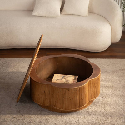 31.5" Flower-Shaped Coffee Table with Lift-Off Lid Storage