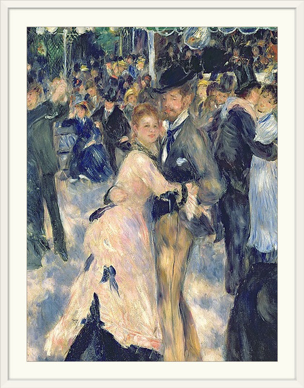 Bal au Moulin de La Galette, 1876 par Pierre-Auguste Renoir - reproduction, l 44 po x P 35 po x H 1 po, Cadre blanc
