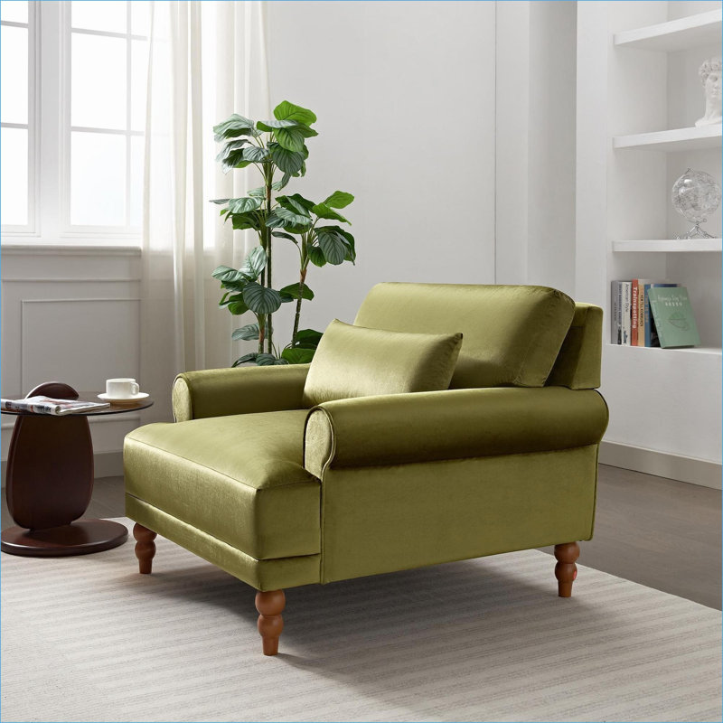 Grand fauteuil d'appoint ergonomique pour adultes, accoudoirs circulaires, soutien lombaire, style rétro pour le salon, la chambre et le bureau