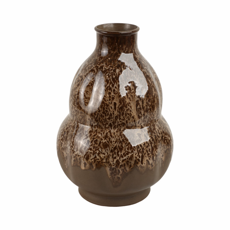 Modern Terracotta Table Vase For Home Decor - Portugal Tall Flower Vase Accent With Speckled Glaze For Tabletops, And Living Room Styling - 16", Brown