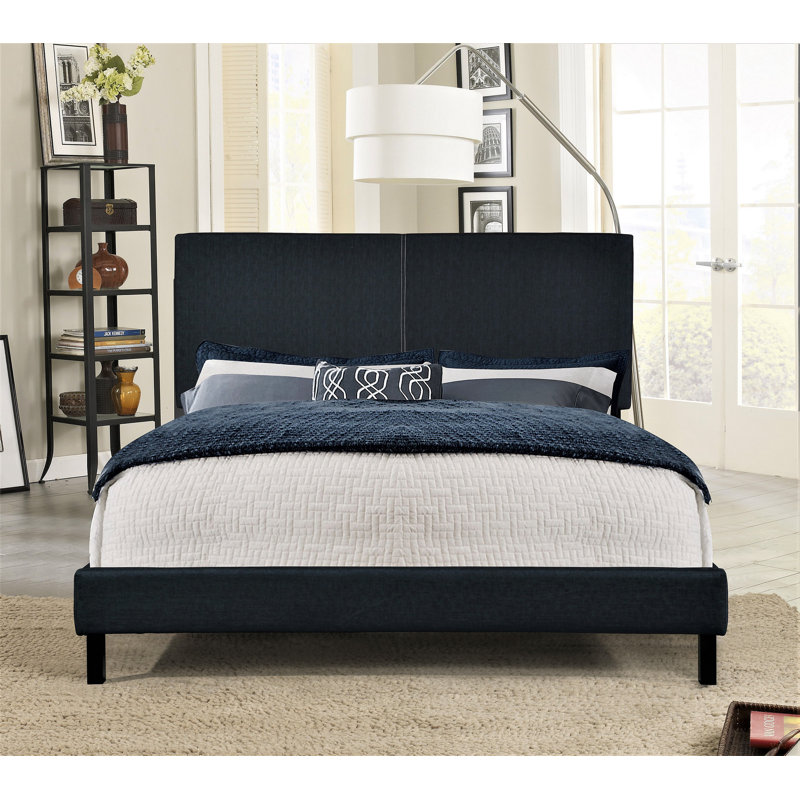 Courtnie Upholstered Standard Bed, Dark Blue