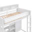Lit mezzanine simple blanc avec un grand espace de garde-robe, des mesures en bois et plusieurs rangements,-452313389