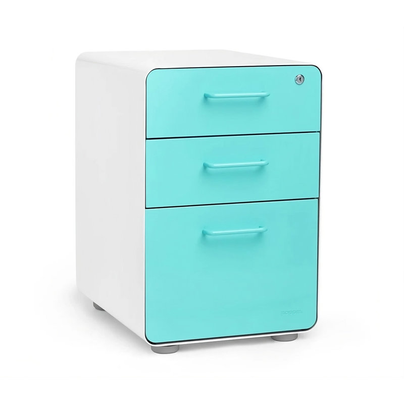  Poppin Stow File Cabinet 3 Draw, Blue