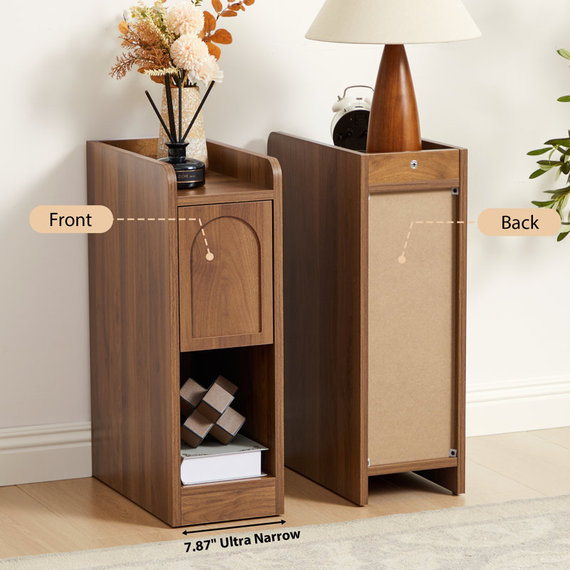 Narrow End Table Storage, Brown
