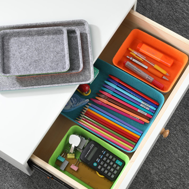 Anadelia Felt Desk Organizer Set, Orange + Green + turquoise