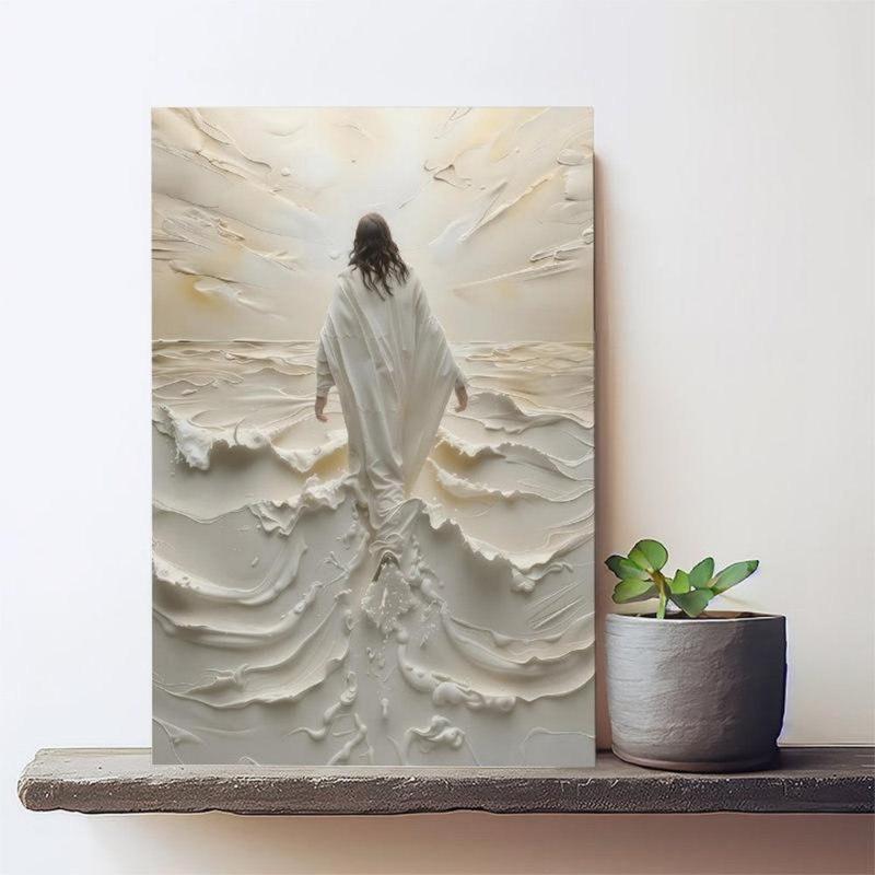 «Spiritual Textured Jesus marchant sur l'eau», reproduction sur toile - Urban Studio, 40 * 28 pouces (100 * 70 * 2 cm)