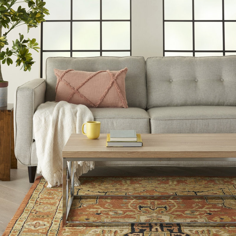 Coussin lombaire abstrait à poils longs, Thé rose