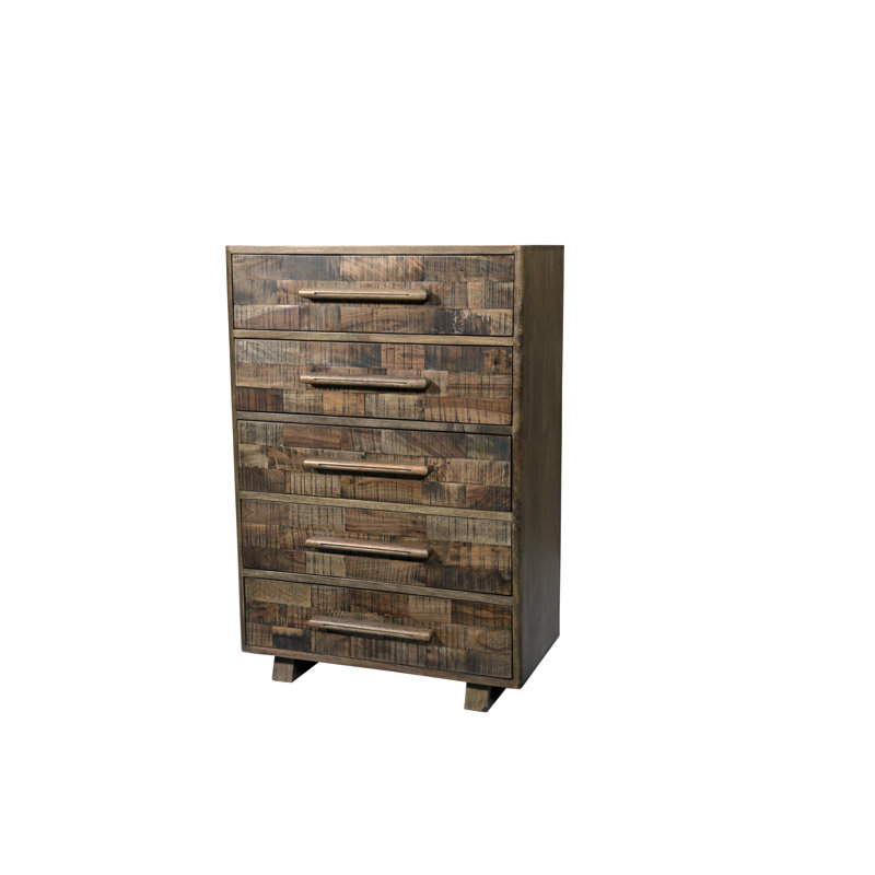 5-drawer Solid Wood Chest, Brown