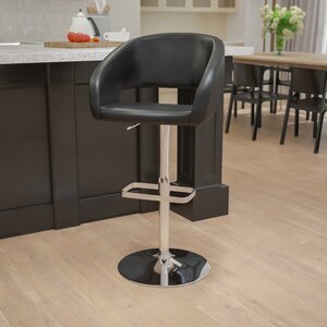 Amberlie Modern Upholstered Adjustable-Height Barstool with Footrest