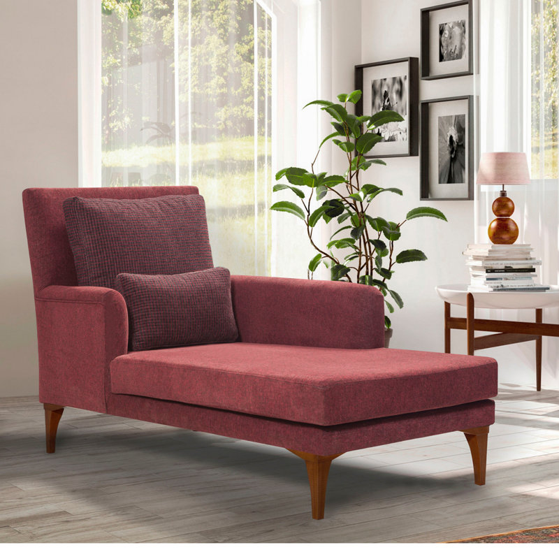 Yaphank Upholstered Chaise Lounge, Rose