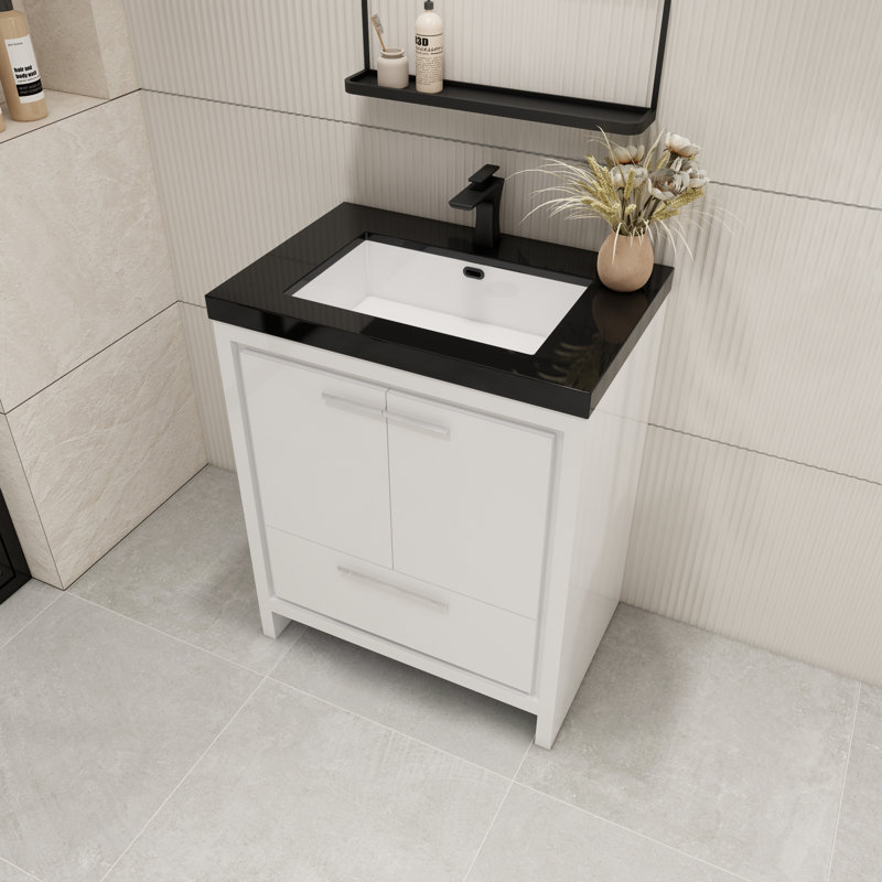 Ensemble de meuble-lavabo simple 30 po Enochville, Blanc très luisant