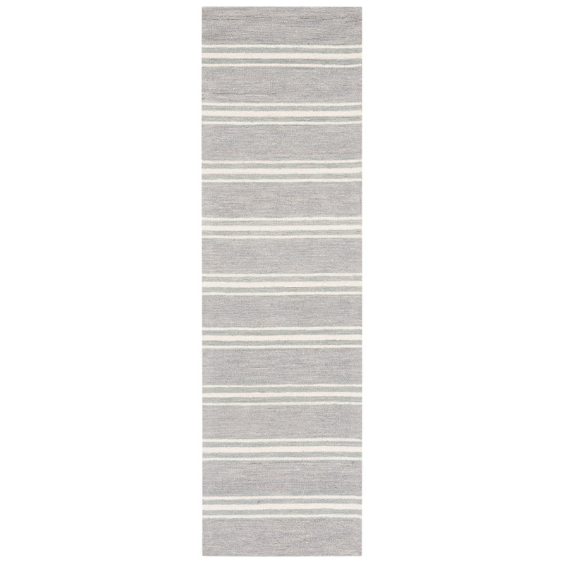 Masaitis Hand Tufted Wool And Cotton With Latex Striped Rug, Runner 2'3" x 8'